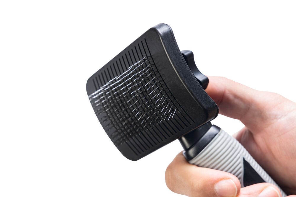 Beeztees - Zelfreinigende slicker hondenborstel - Zwart - M