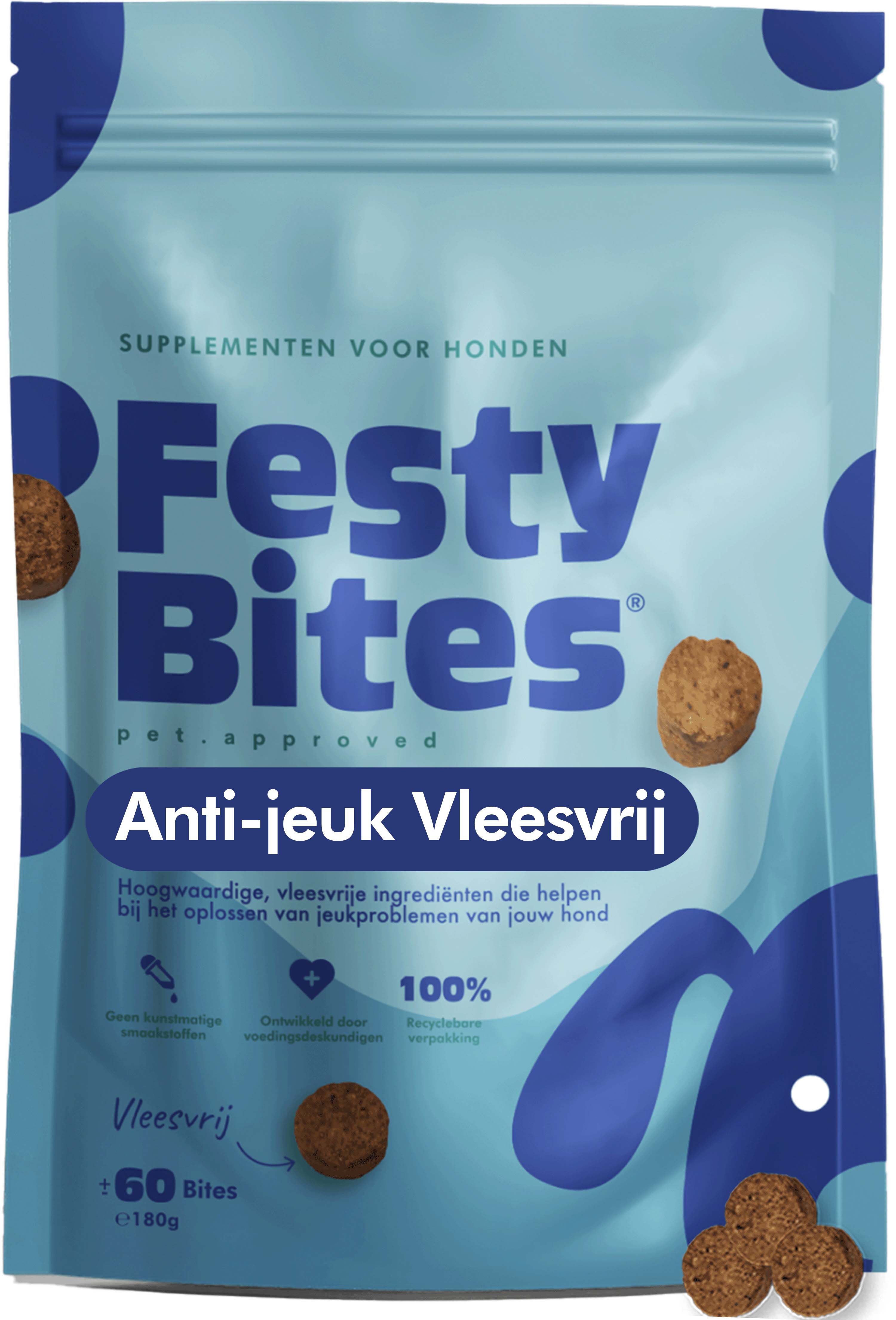 FestyBites Anti-Jeuk - met Insectenmeel - Probiotica Hond FestyBites Anti-Jeuk - met Insectenmeel - Probiotica Hond