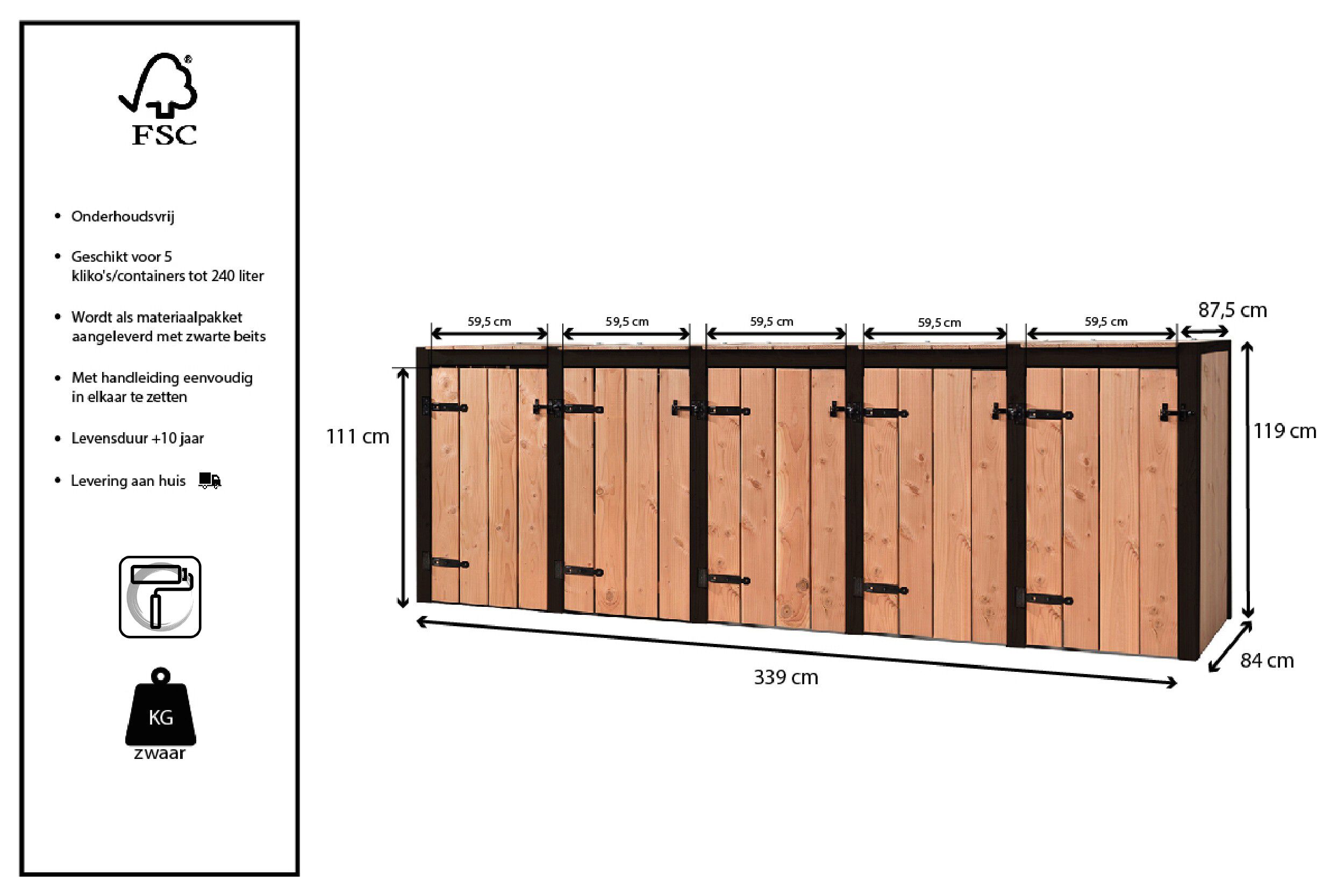 Volente 5 Dubbel Rosie - Containerombouw - 119x339x87.5 cm