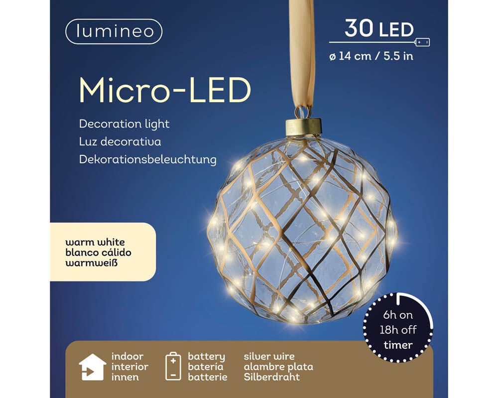 Lumineo LED Bal - Hanglamp - 30 - Wit - Warm wit