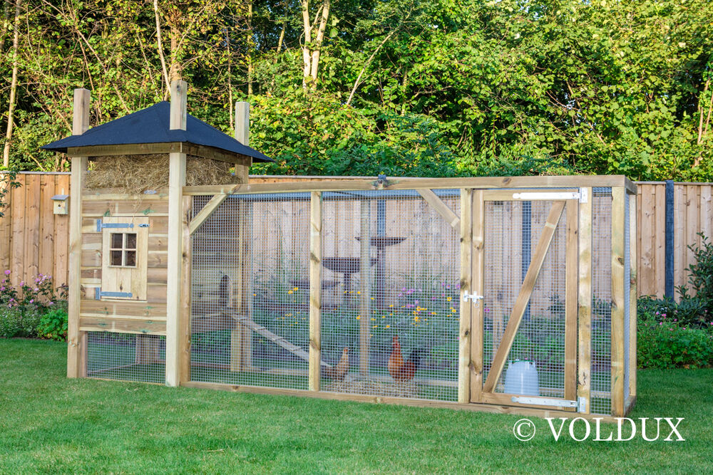 Voldux Hooiberg Fem XL - Kippenhok met ren - Naturel - Links