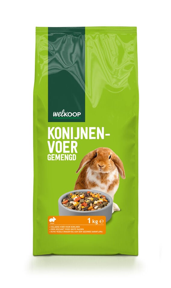 Welkoop Gemengd Konijnenvoer - 1 Kilogram Welkoop Gemengd Konijnenvoer - 1 Kilogram