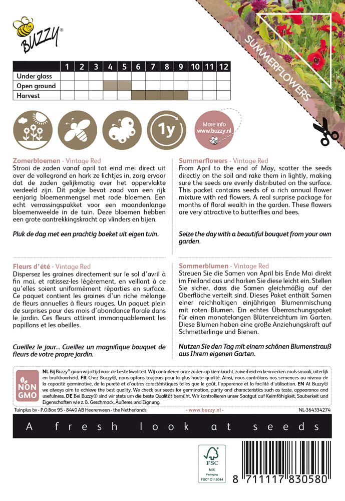 Buzzy Colourful Bouquets Vintage Red - Bloemzaden