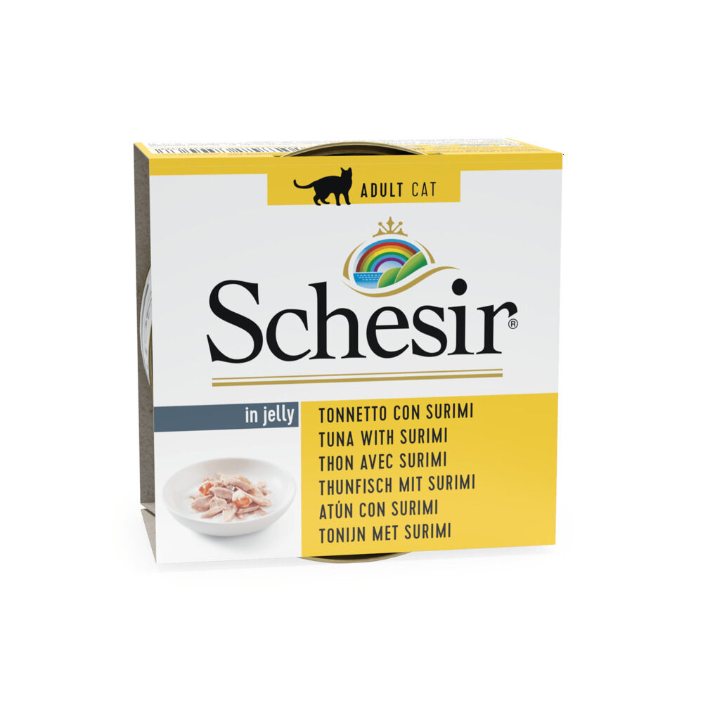 Schesir - Kattenvoer in Gelei - 85 Gram - tonijn en surimi Schesir - Kattenvoer in Gelei - 85 Gram - tonijn en surimi