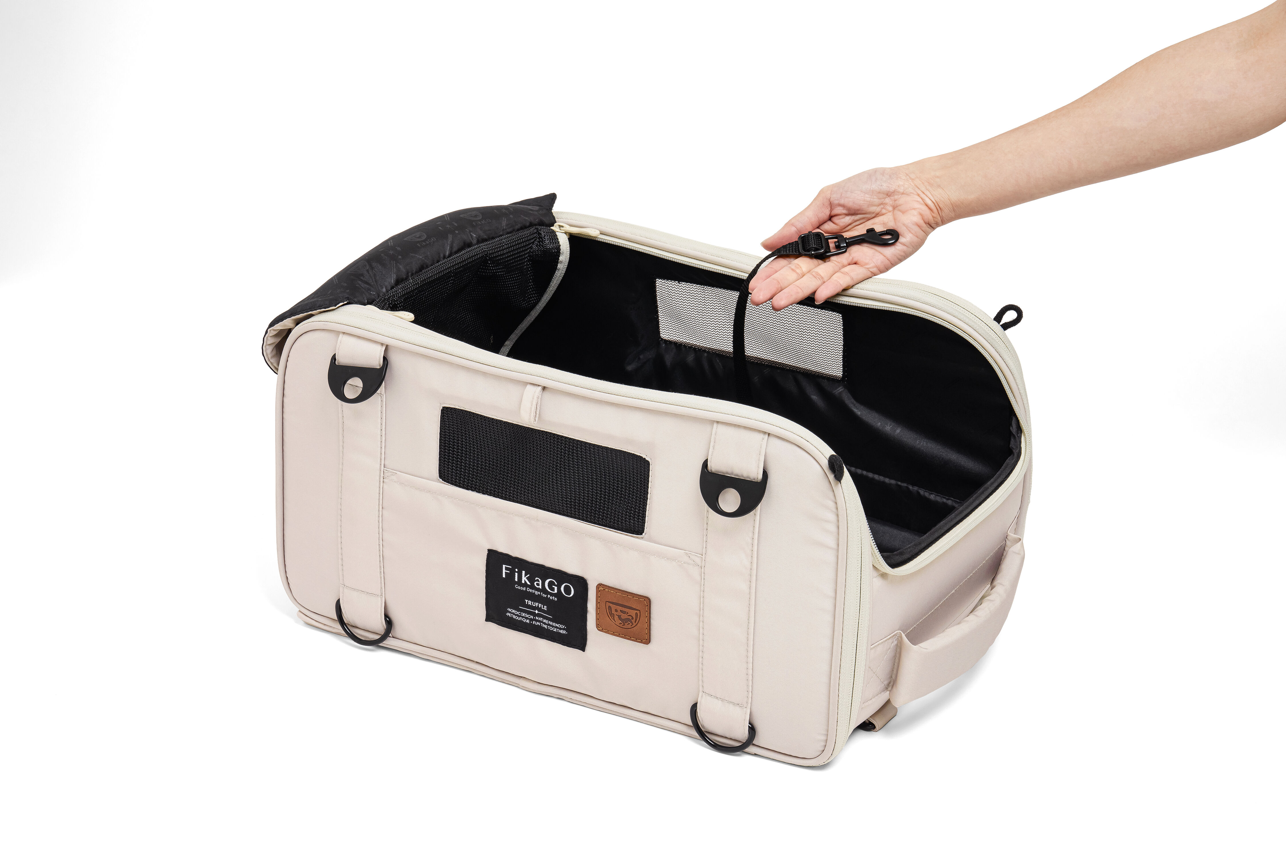 Fikago Truffle - Travel Carrier tot 5 kg- Honden draagtas - Creamy Cloud - 23x43x27 cm