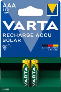 VARTA Solar AAA  550mAh Oplaadbaar - Batterij - 2 Stuks