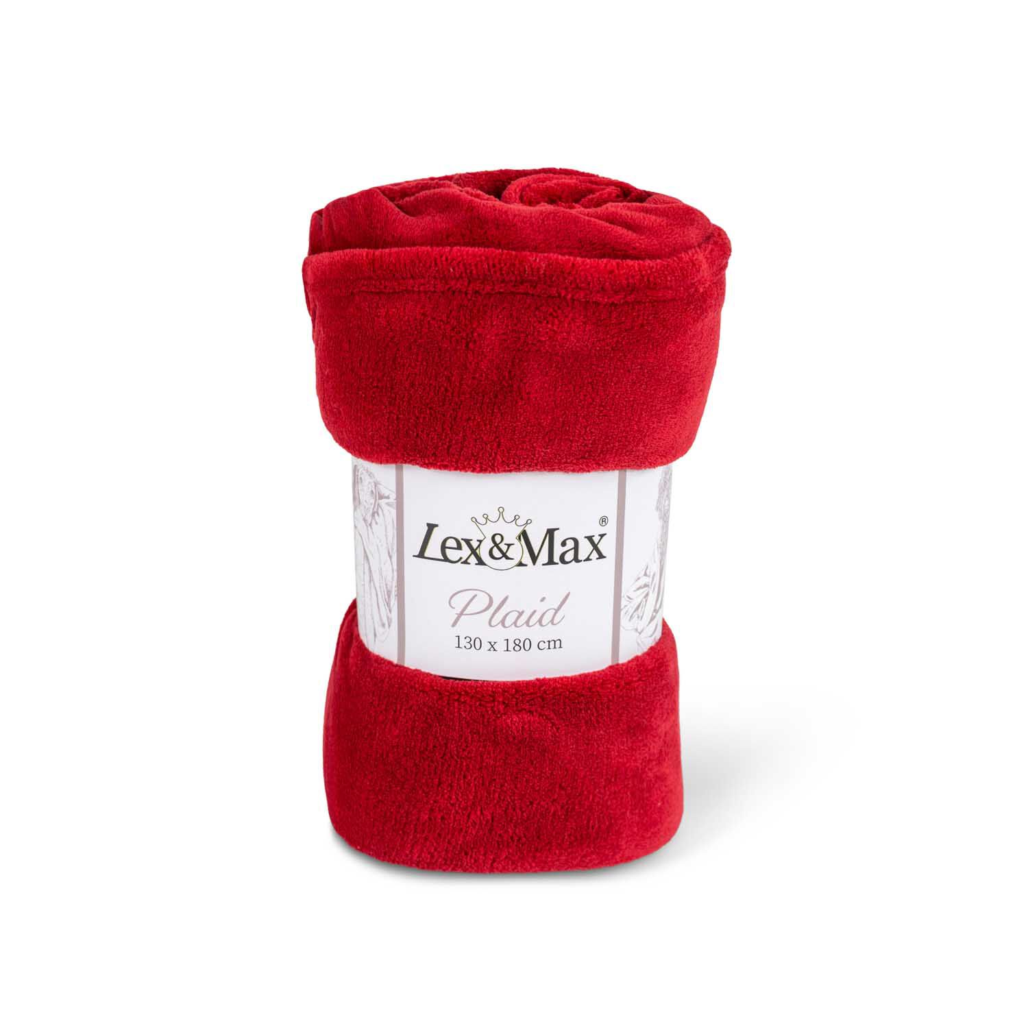 Lex & Max Fleeceplaid - Hondendeken - Rood - 1x180x130 cm Lex & Max Fleeceplaid - Hondendeken - Rood - 1x180x130 cm