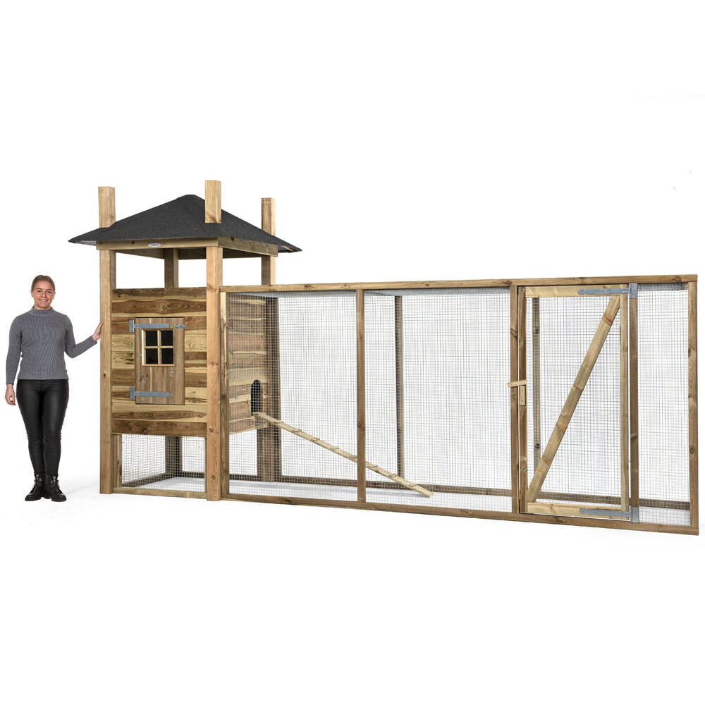 Voldux Hooiberg Fem XL - Kippenhok met ren - Naturel - Links