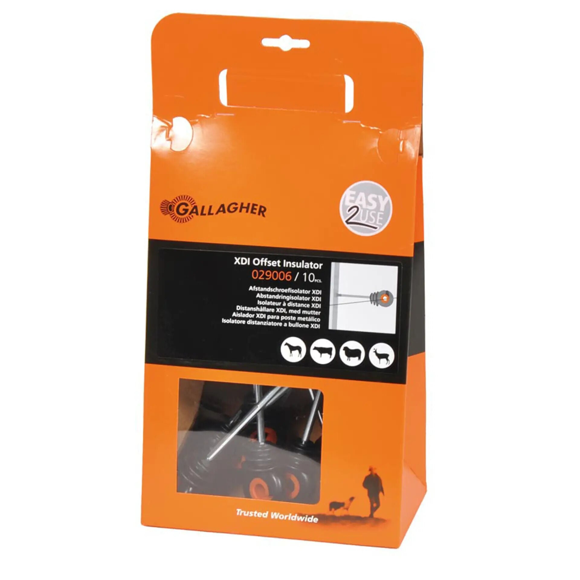 Gallagher - Afstandschroefisolator XDI metaal 20cm / M6 - 26 cm - 10 Stuks - Zwart - 18 cm