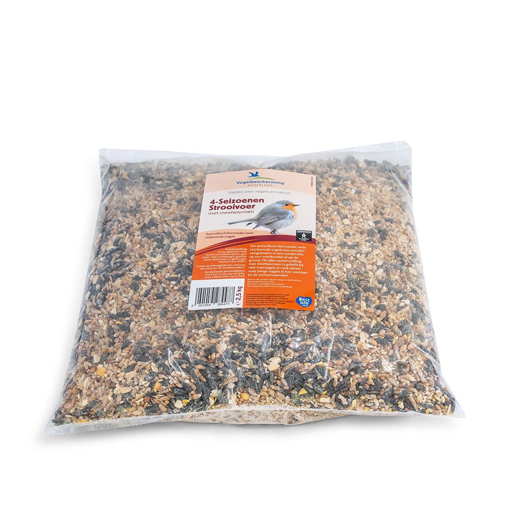 VBN 4-Seizoenen Strooivoer - met Meelwormen - Tuinvogelvoer - 2.5 Kilogram