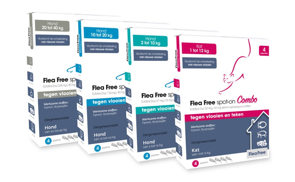 Flea Free Spot-On Combo Kat Pipetten - Vlooien- en tekenmiddel - 4 Stuks