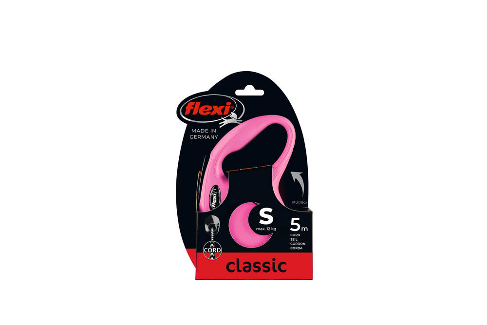 FLEXI Classic Koord - Rollijn - Hondenriem - roze - S - 500 cm - 500 cm