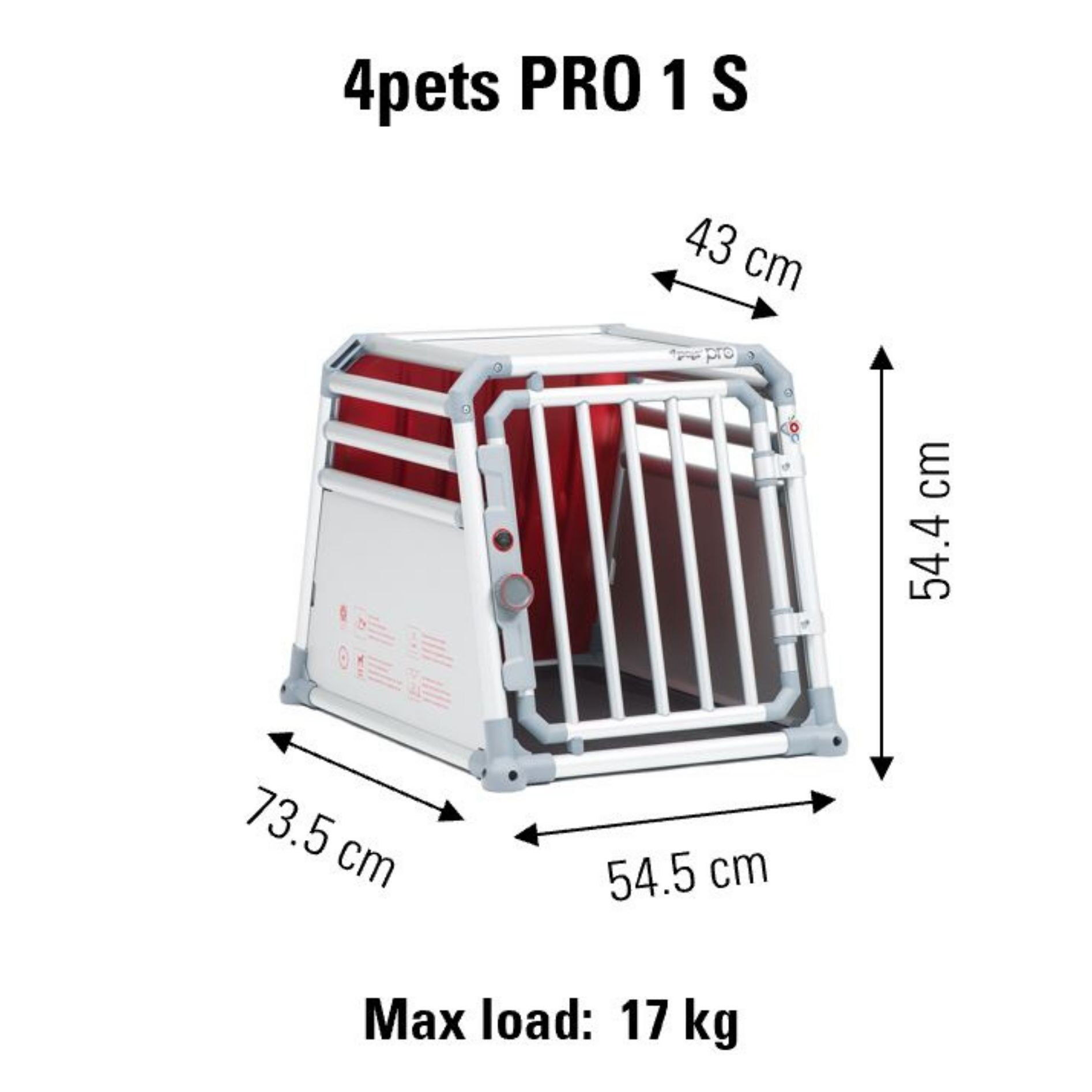 4Pets Pro 1 - Autobench Hond - chroom - 54.4x54554.5x73.5 cm - S