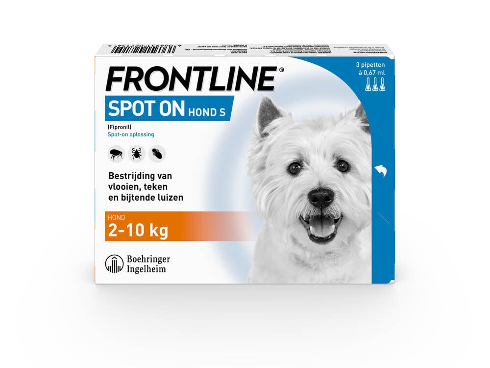 Frontline Spot On S - Teken en vlooienpipet - 3 pipetten - 3 Stuks - S Frontline Spot On S - Teken en vlooienpipet - 3 pipetten - 3 Stuks - S