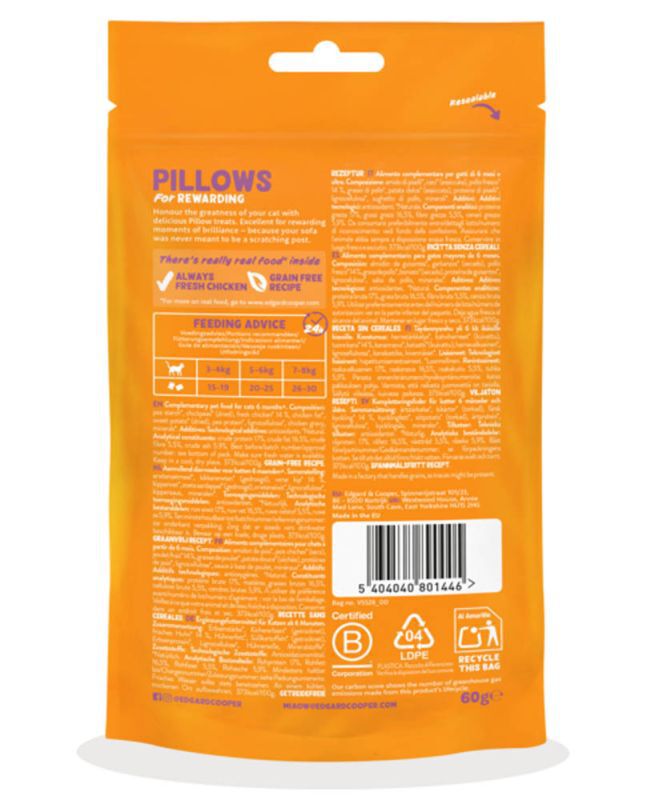 Edgard & Cooper Pillow - Kattensnack - 60 Gram - kip