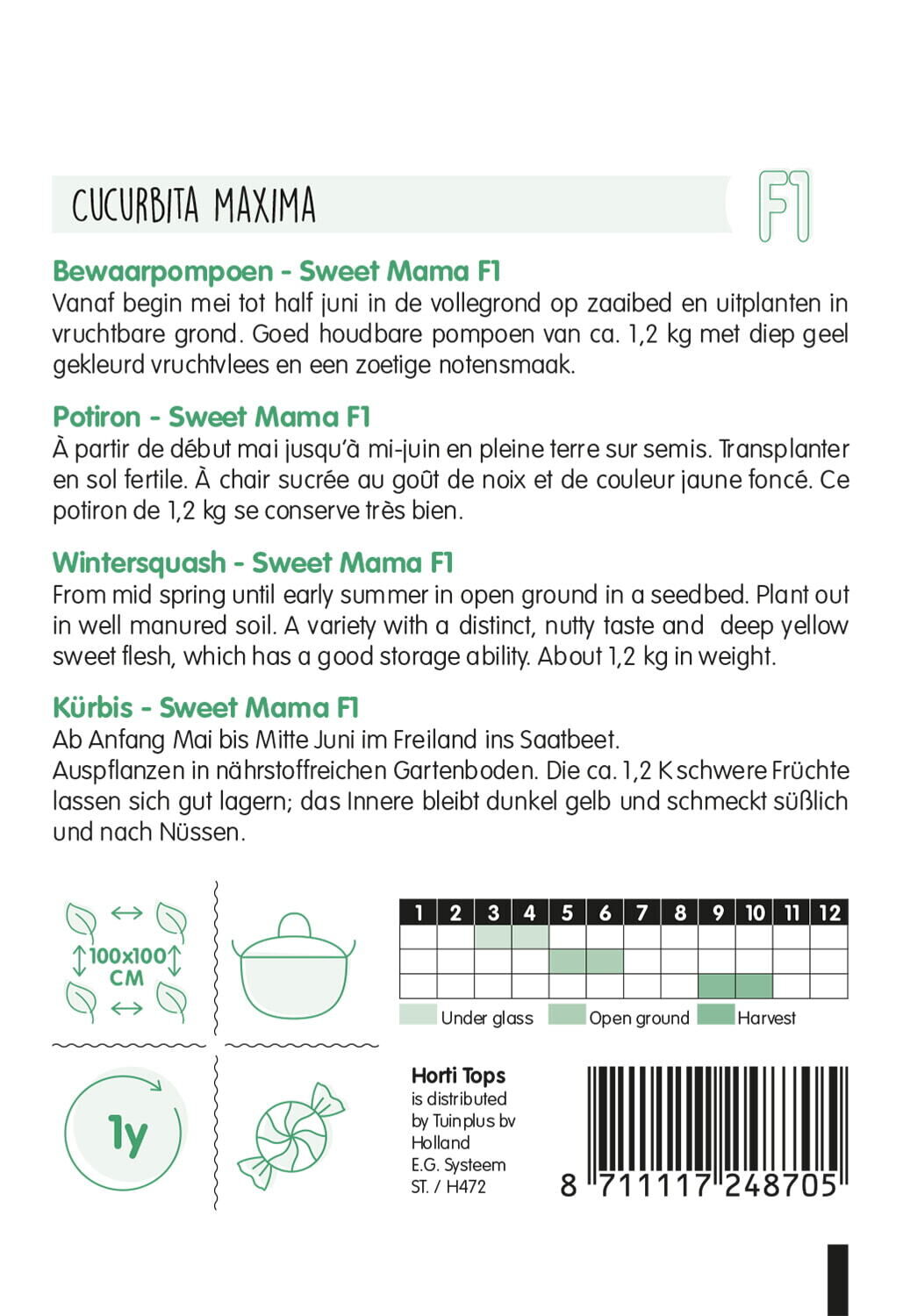 Hortitops Pompoenen Cucurbita maxima Nutty Delica F1 Hybride - Kalebas/Pompoen