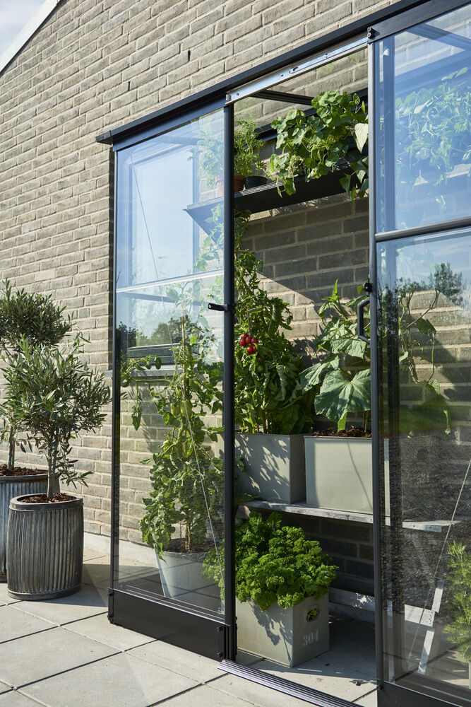 Halls Greenhouses QUBE LT 26 - Muurkas - Zwart - Veiligheidsglas