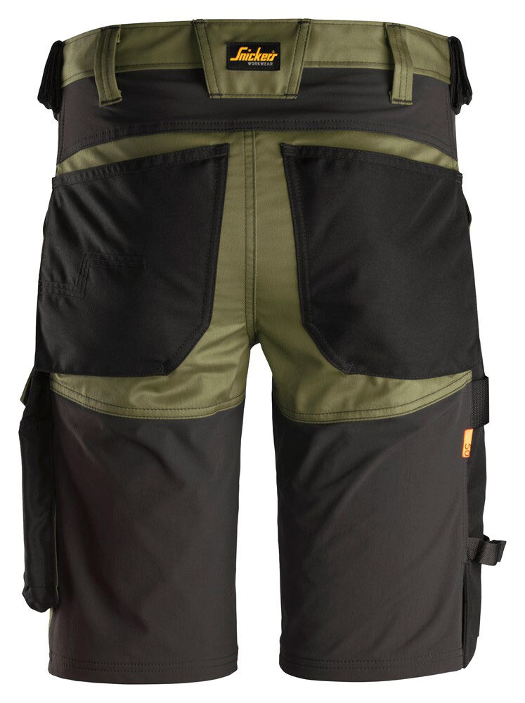 Snickers Allround 6143 Stretch - Korte werkbroek - Khakigroen / Zwart - 44 - 82