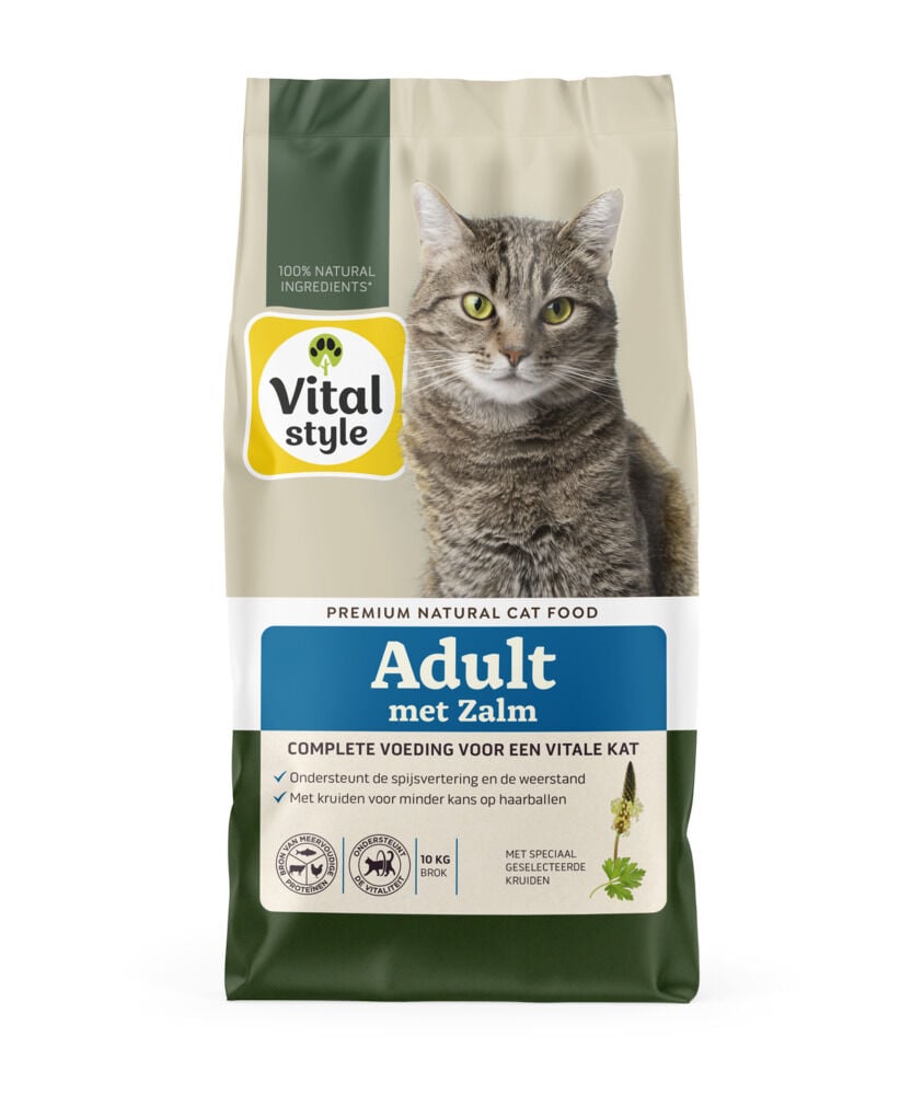 Vitalstyle Adult - Kattenvoer - 10 Kilogram - zalm Vitalstyle Adult - Kattenvoer - 10 Kilogram - zalm