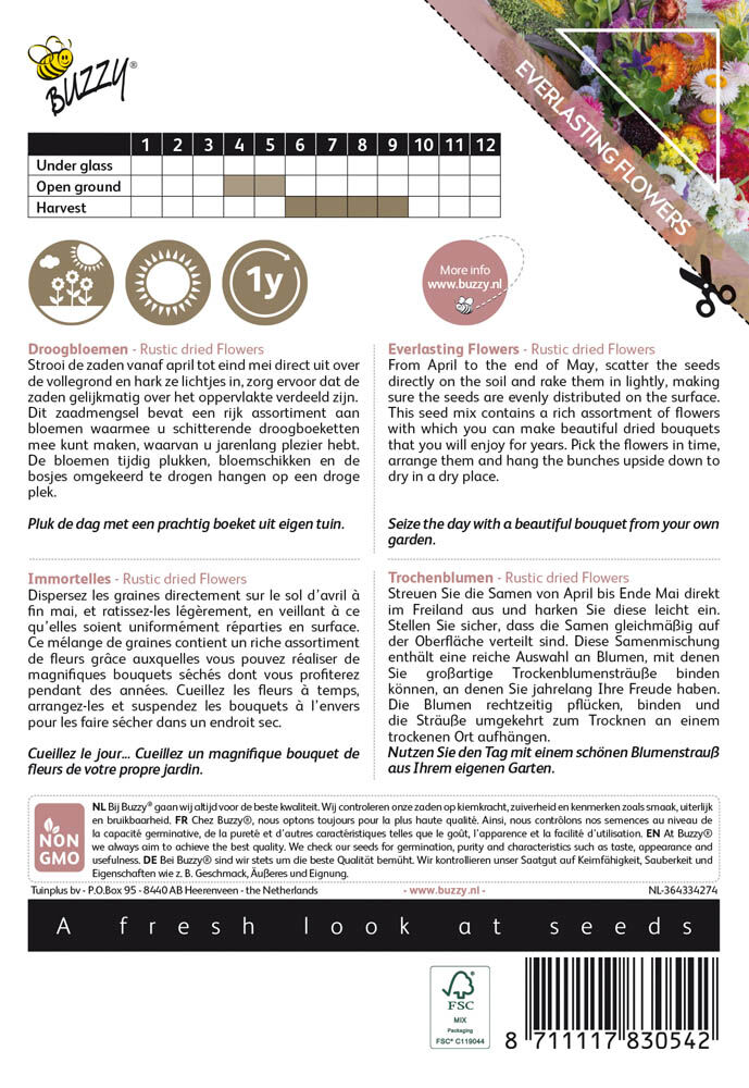 Buzzy Colourful Bouquets Rustic Dried Flowers - Bloemzaden