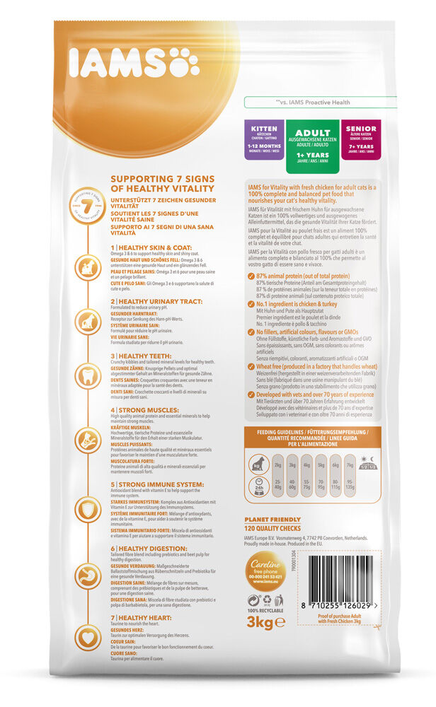 Iams Adult - Kattenvoer - 3 Kilogram - kip