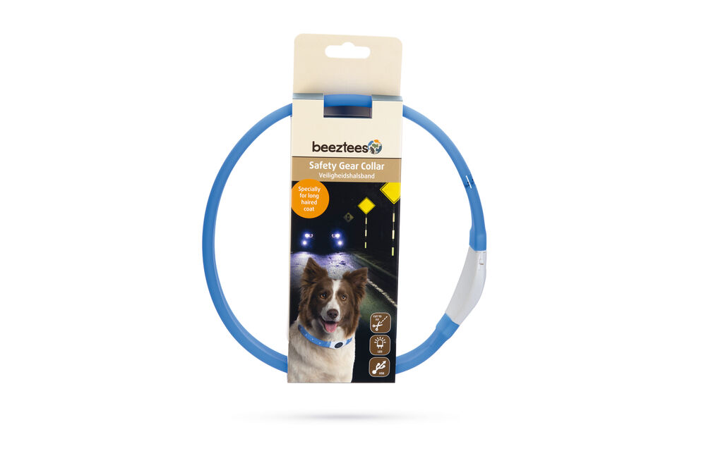 Beeztees Safety Gear Glowy USB - Lichtgevende Halsband - Hond - blauw - 2.5 cm