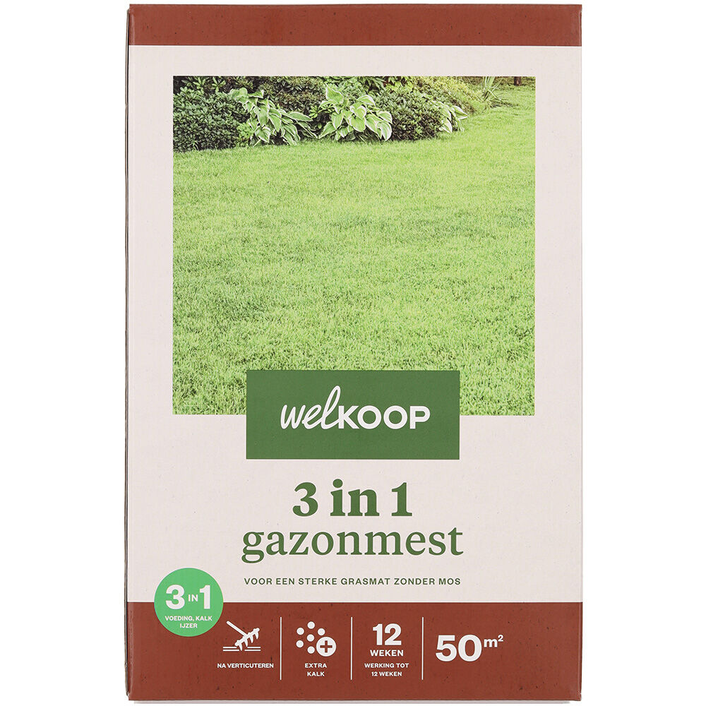Welkoop - 3 in 1 Gazonmest - 50 m2 - 2 Kilogram Welkoop - 3 in 1 Gazonmest - 50 m2 - 2 Kilogram