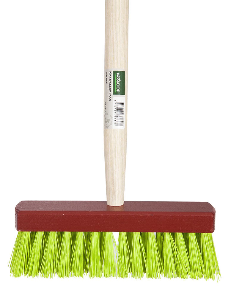 Welkoop Kinderbezem - Bezems - Kindertuingereedschap - 20 cm - Rood - 75 cm