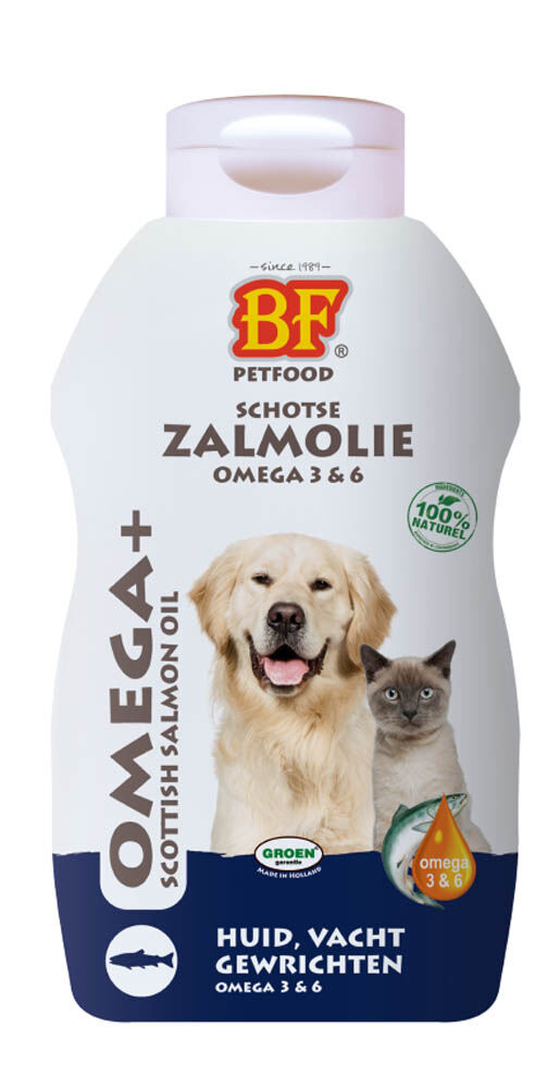 BF Petfood Zalmolie - Huid, Vacht, Gewrichten - Hond en Kat - 500 Milliliter - Zalm