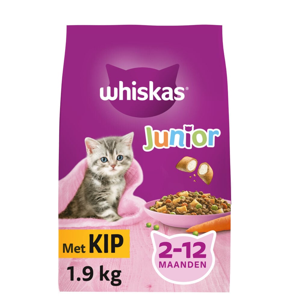 Whiskas Junior Droge Brokjes - Kattenvoer - 1900 Gram - kip
