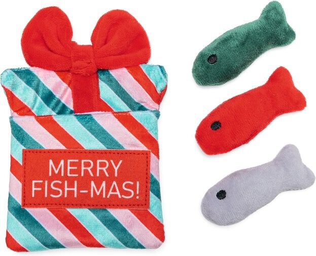 Beeztees Cadeau met visjes - Kerst kattenspeeltje - Multi