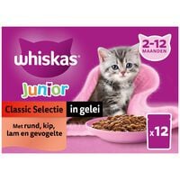 Whiskas Junior 1+ Classic Meals - Kattenvoer - 12x85 gram - 1020 Gram - saus