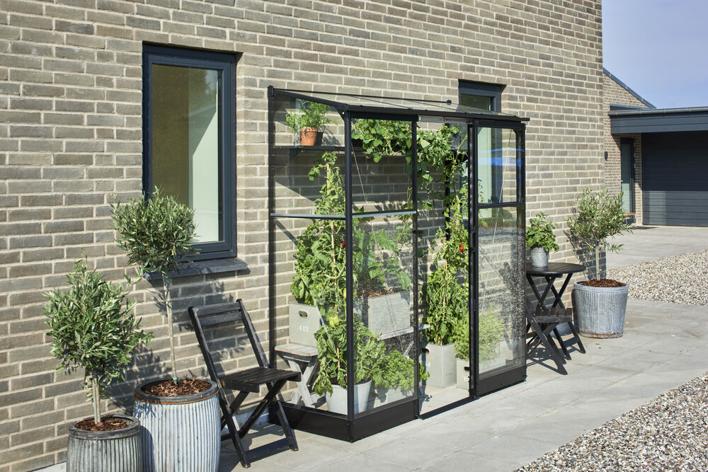 Halls Greenhouses QUBE LT 26 - Muurkas - Zwart - Veiligheidsglas