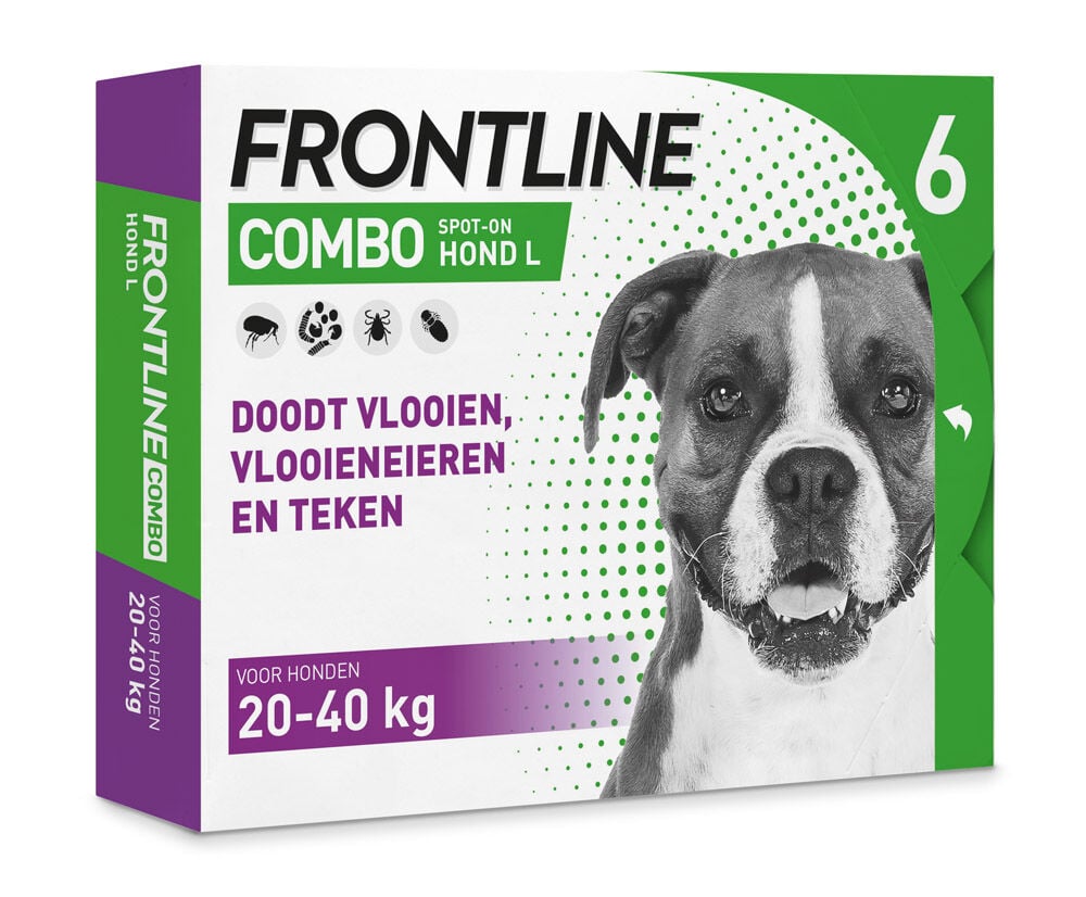 Frontline Combo Spot On - Pipet - Anti vlooien en Teken Hond - 6 pipetten - 6 Stuks - L Frontline Combo Spot On - Pipet - Anti vlooien en Teken Hond - 6 pipetten - 6 Stuks - L