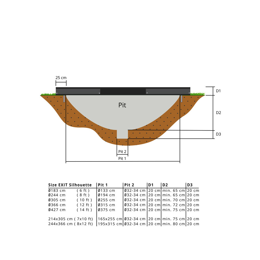 EXIT Silhouette Inground met Net - Trampoline - Zwart - 427 cm