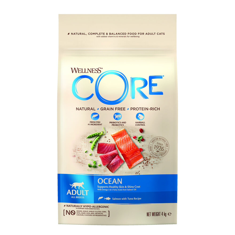 Wellness Core Adult Ocean - Kattenvoer - 4 Kilogram - tonijn, zalm Wellness Core Adult Ocean - Kattenvoer - 4 Kilogram - tonijn, zalm