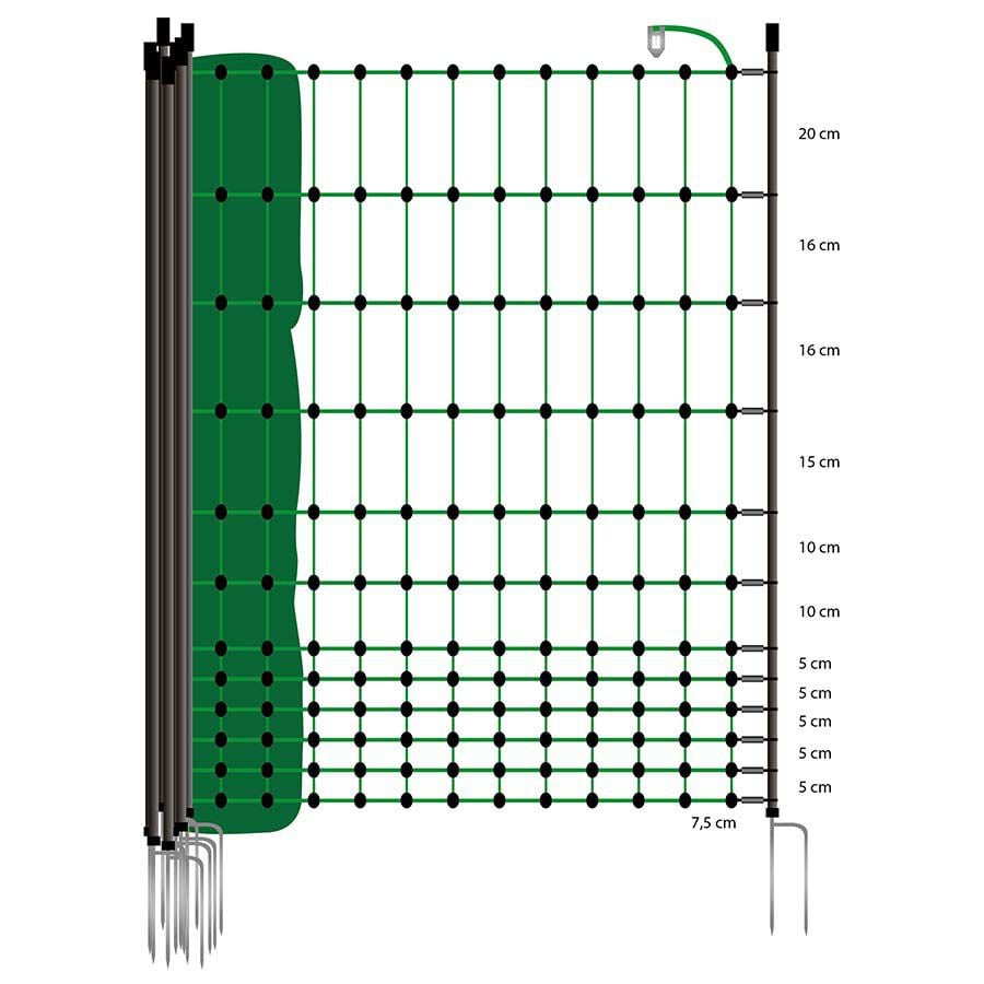 Gallagher Kippennet Enkele Pen - Afrasteringsnetten - 21 cm - Groen - 130 cm - 2500 cm