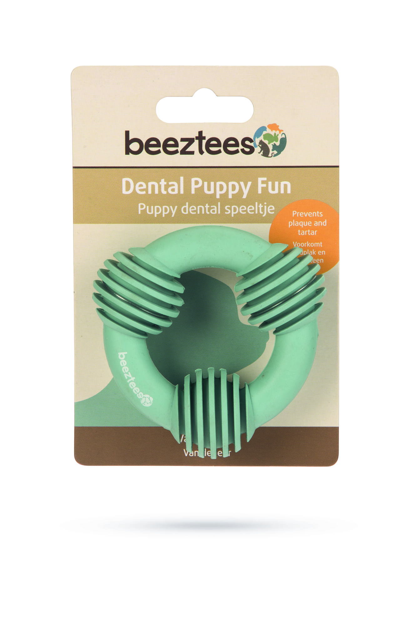 Beeztees Dental ring - Kauwspeelgoed puppy - groen - 14x9.3x2 cm