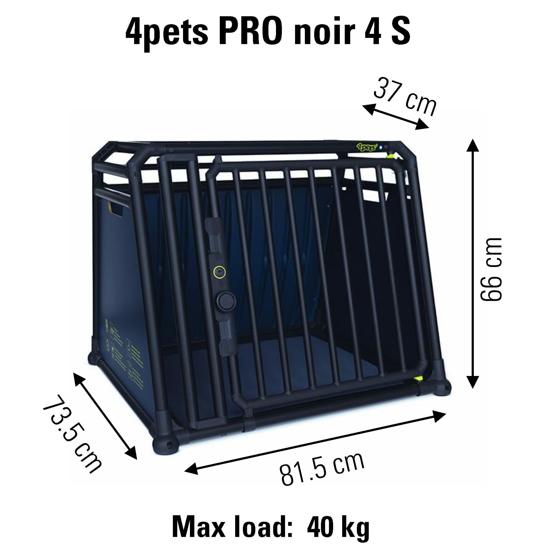 4Pets Pro Noir 4 - Autobench Hond - Zwart - 8873.5x8581.5x66 cm - S