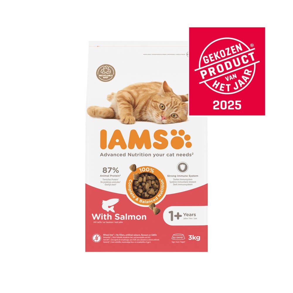Iams Adult - Kattenvoer - 3 Kilogram - zalm, kip