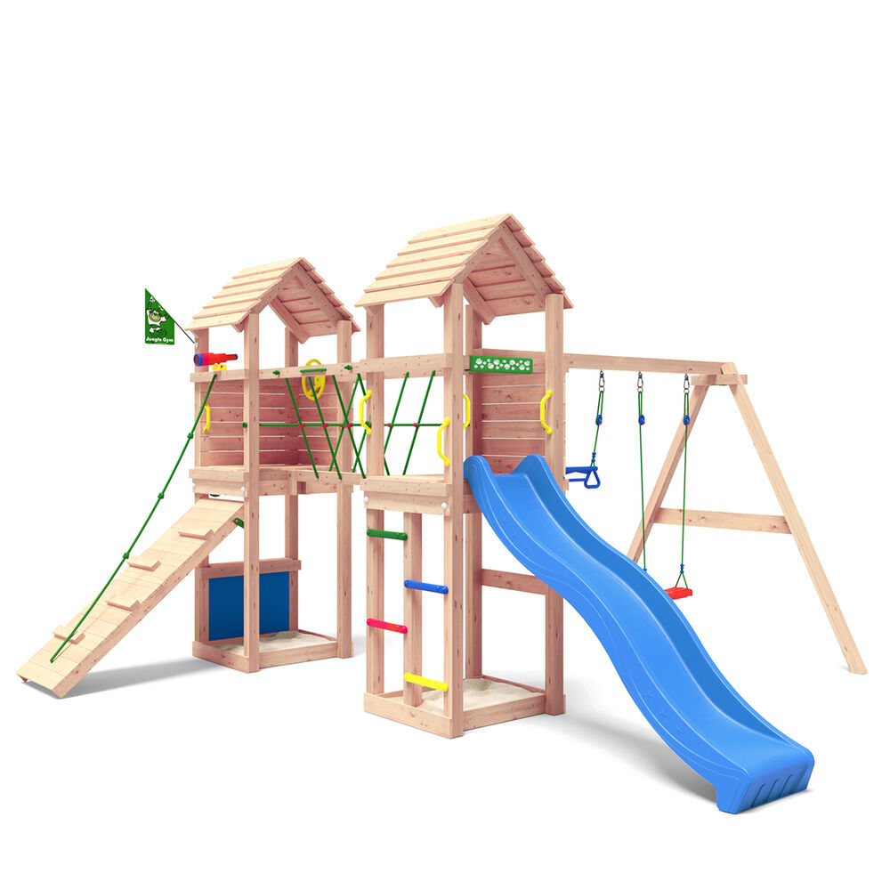 Jungle Gym Mandal Grenen - Speeltoestel - Blauw - Grenenhout Jungle Gym Mandal Grenen - Speeltoestel - Blauw - Grenenhout