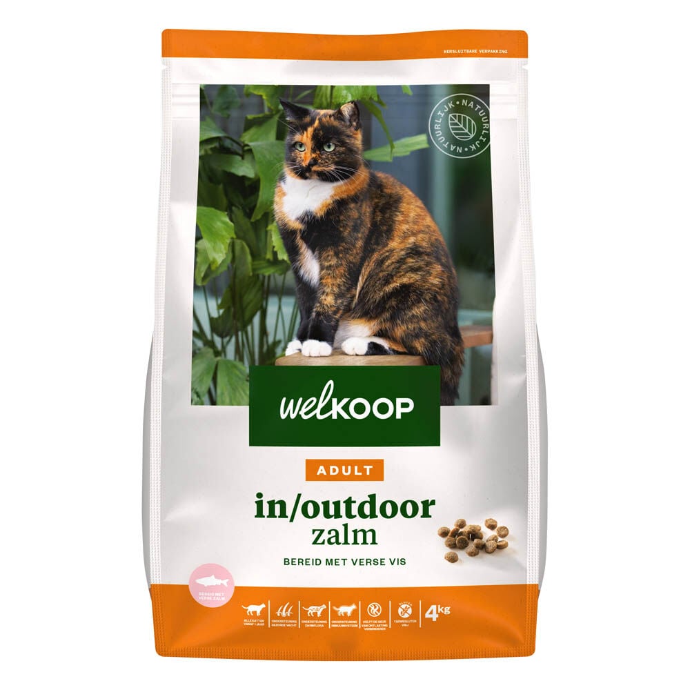 Welkoop Adult in/outdoor - Kattenvoer - 4 Kilogram - kip, zalm Welkoop Adult in/outdoor - Kattenvoer - 4 Kilogram - kip, zalm