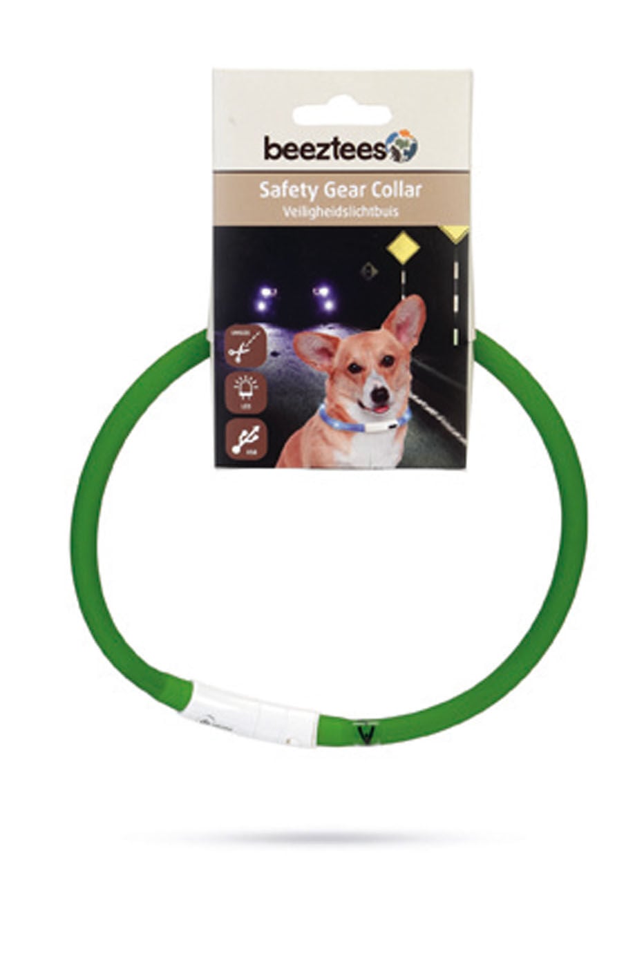Beeztees Dogini USB - Lichtgevende Halsband - Hond - groen - 70 cm Beeztees Dogini USB - Lichtgevende Halsband - Hond - groen - 70 cm