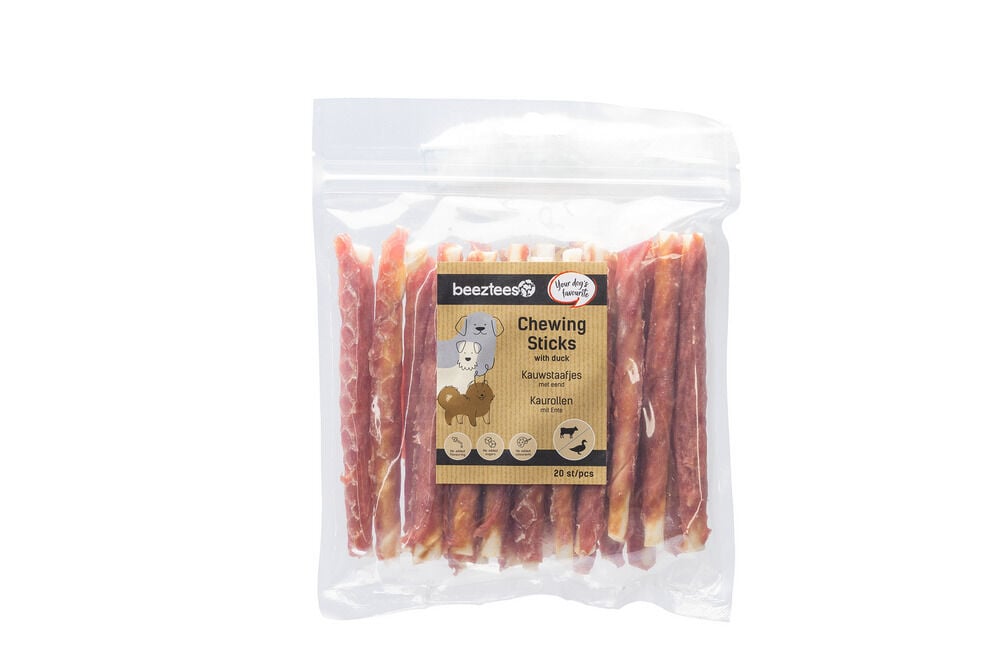 Beeztees Kauwstaafjes- Hondensnack - 20 Stuks - Eend Beeztees Kauwstaafjes- Hondensnack - 20 Stuks - Eend