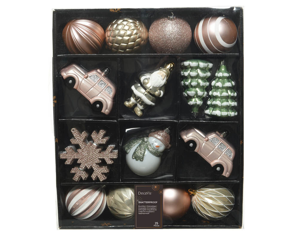 Decoris - Kerstballen mix - Wit Lichtroze Decoris - Kerstballen mix - Wit Lichtroze
