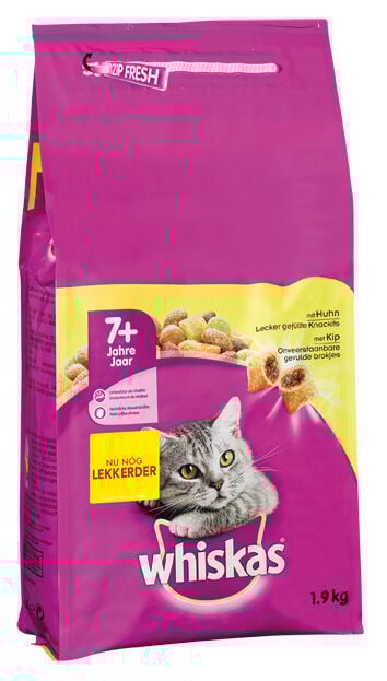 Whiskas 7+ Senior Droge Brokjes - Kattenvoer - 1.9 Kilogram - kip Whiskas 7+ Senior Droge Brokjes - Kattenvoer - 1.9 Kilogram - kip