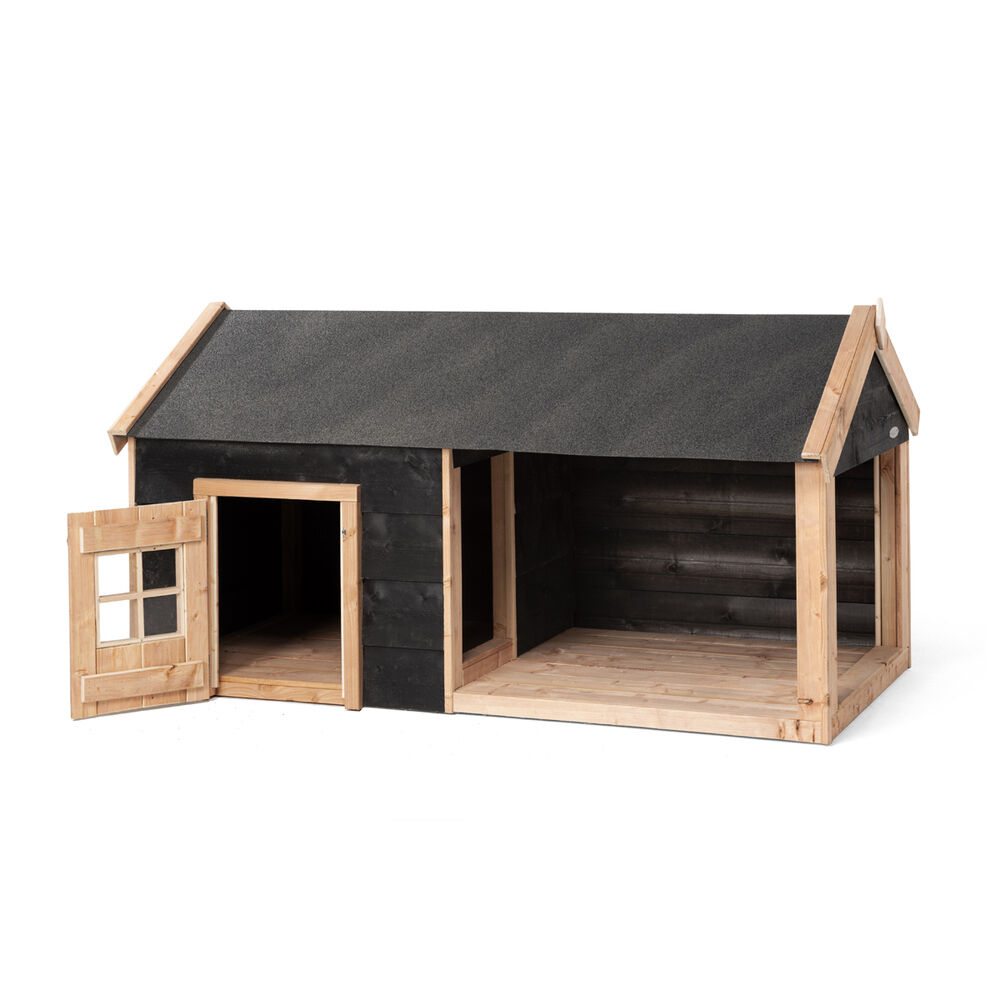 Voldux Sven - Hondenhok - Naturel / zwart - 110x113x201 cm