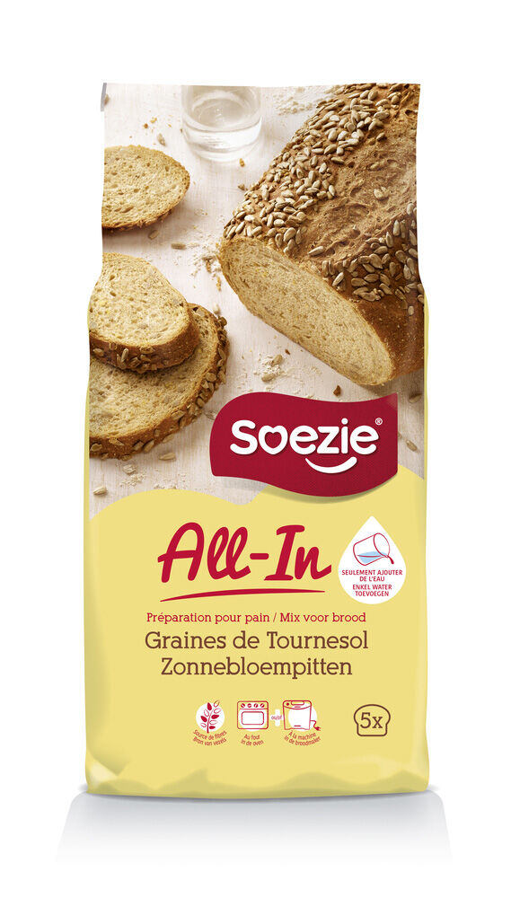 Soezie All-in-mix Brood met zonnebloempitten - Broodmeel