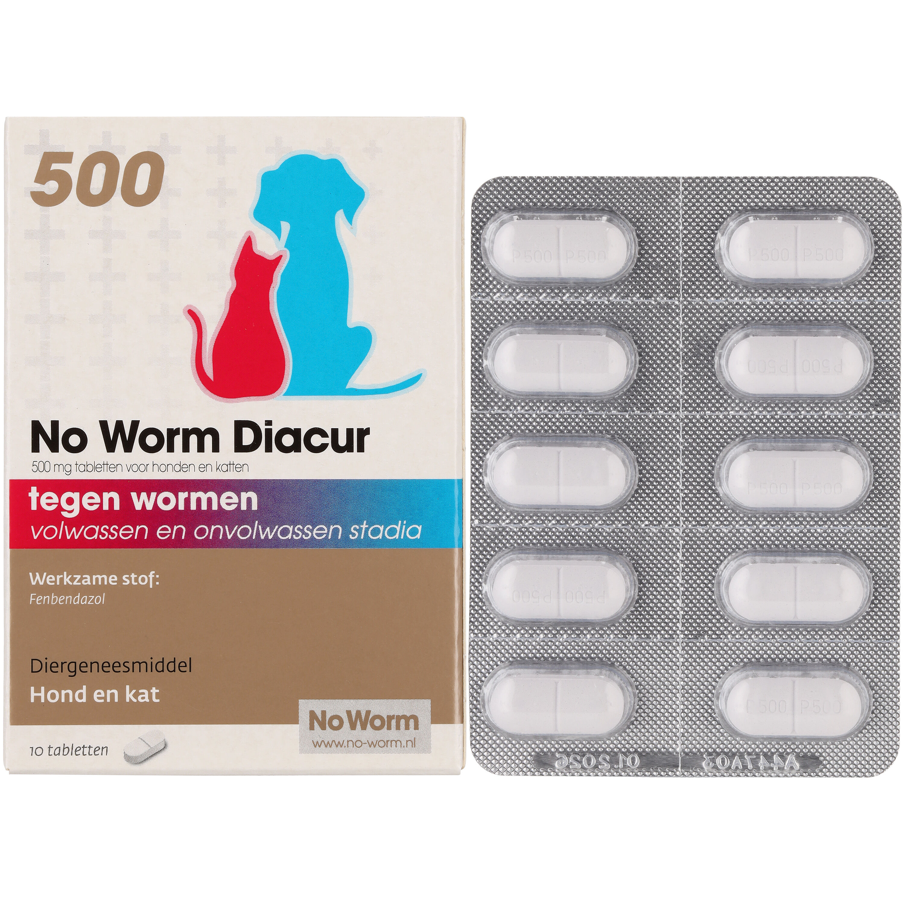 No Worm Diacur 500mg - Wormenmiddel - 10 Stuks