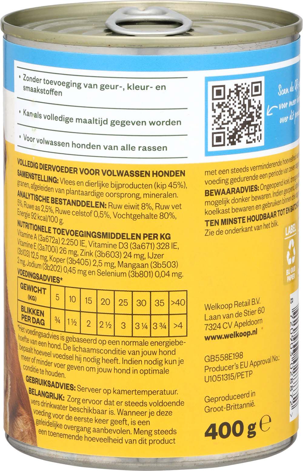 Welkoop Brokken in gelei - Hondenvoer - 400 Gram - kip